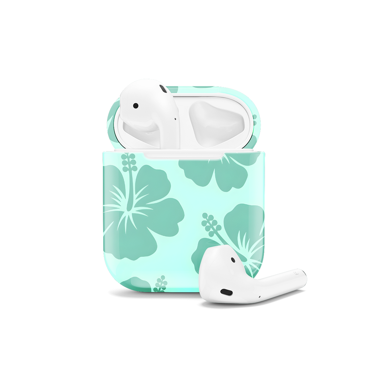 Cute Turquoise Flower Y2K Hibiscus AirPods Case AirPods Pro AirPods Pro 2 AirPods 3 AirPods 2 Glossy 1479 - Image 1