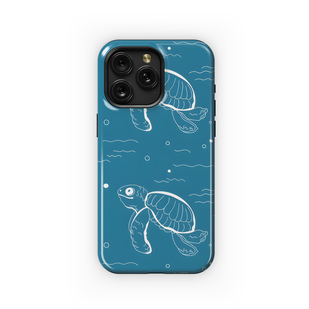 Cute turtles, wavy lines abstract marine Phone Case iPhone Samsung Cover Pixel 3262 - Image 1