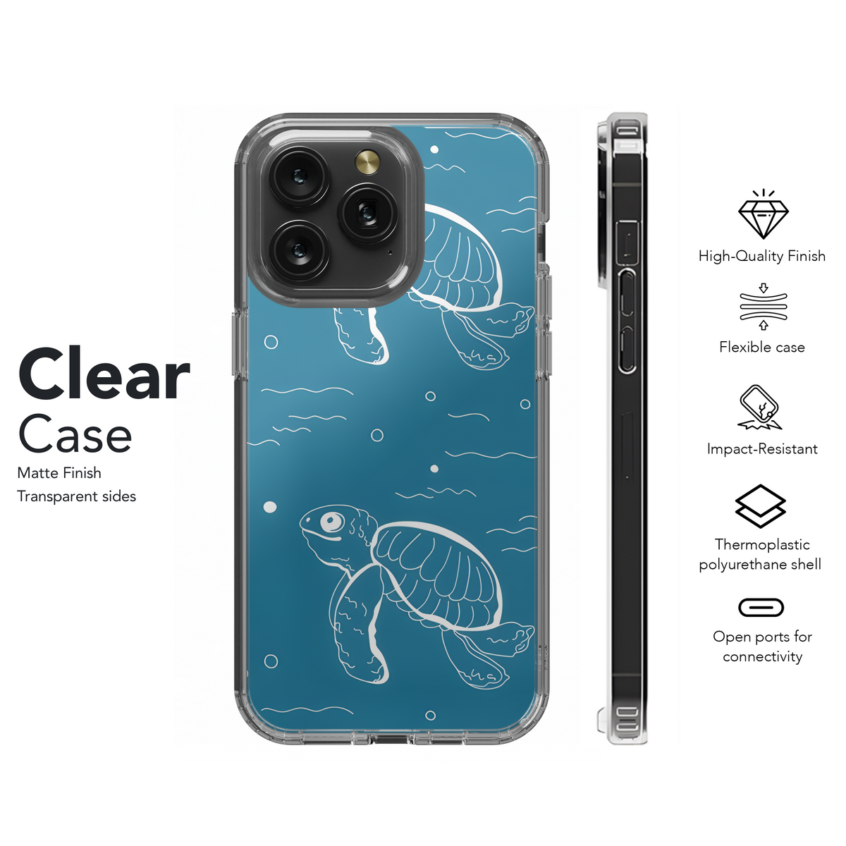 Cute turtles, wavy lines abstract marine Phone Case iPhone Samsung Cover Pixel 3262 - Image 8