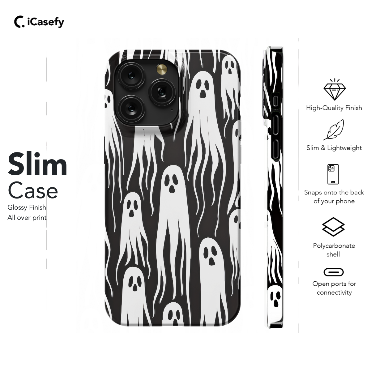 Cute White Ghost Halloween Graffiti Phone Case iPhone Samsung Cover Pixel 1131 - Image 6