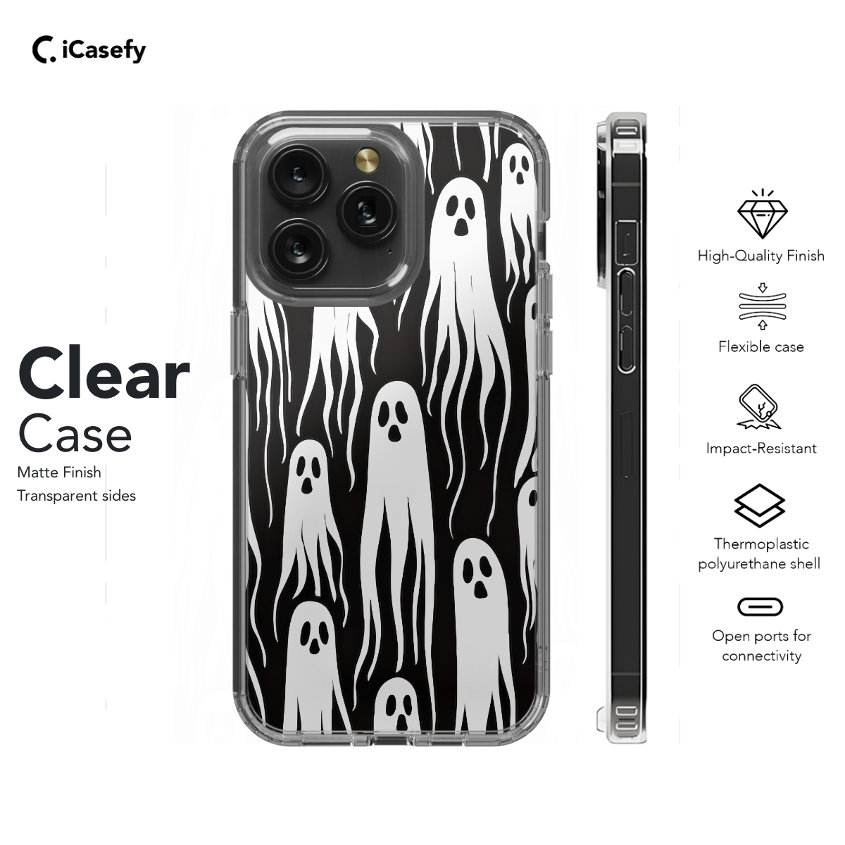 Cute White Ghost Halloween Graffiti Phone Case iPhone Samsung Cover Pixel 1131 - Image 7