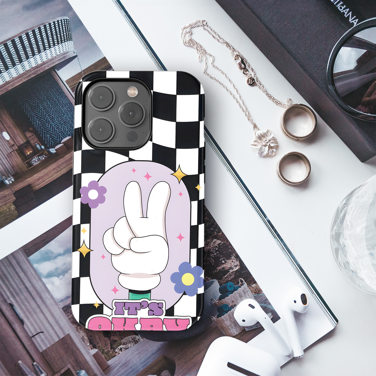 Cute Y2k Checkered Wavy Phone Case iPhone Samsung Cover Pixel 2057 - Image 3