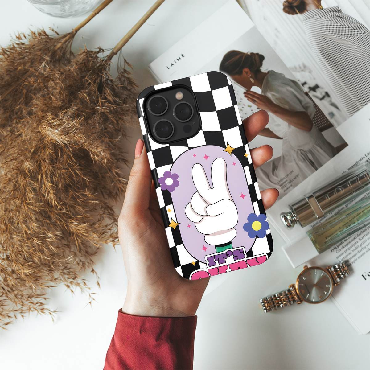 Cute Y2k Checkered Wavy Phone Case iPhone Samsung Cover Pixel 2057 - Image 4