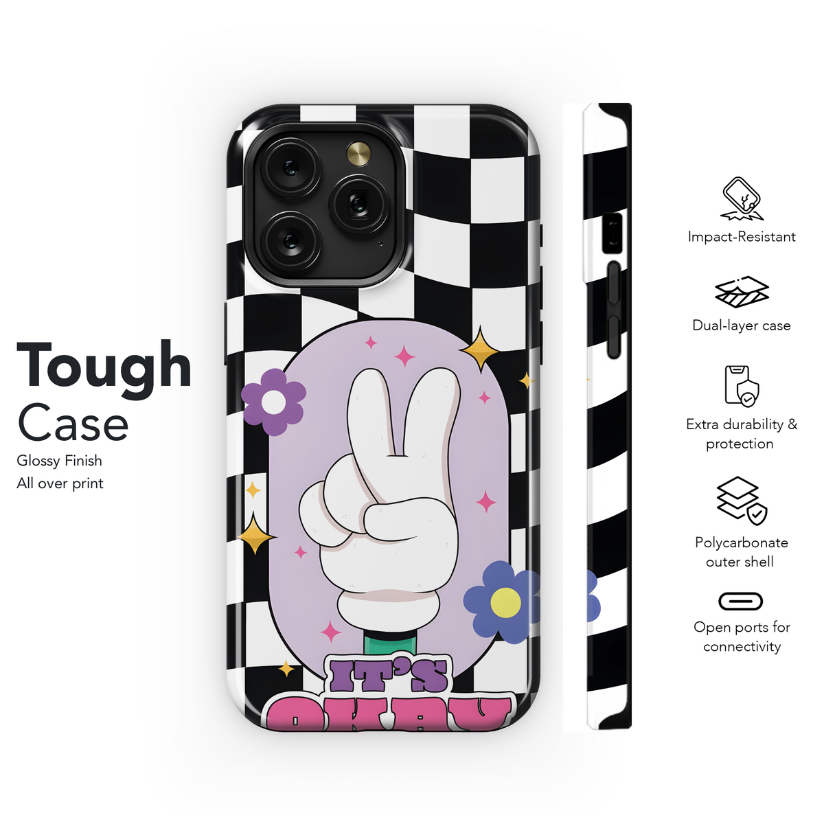 Cute Y2k Checkered Wavy Phone Case iPhone Samsung Cover Pixel 2057 - Image 6