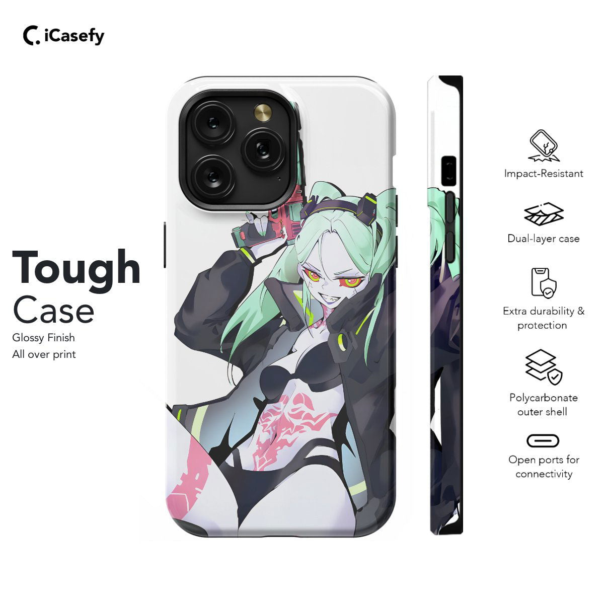 Cyberpunk Anime Rebecca Japanese Manga Phone Case iPhone Samsung Pixel & More #149 - Image 5