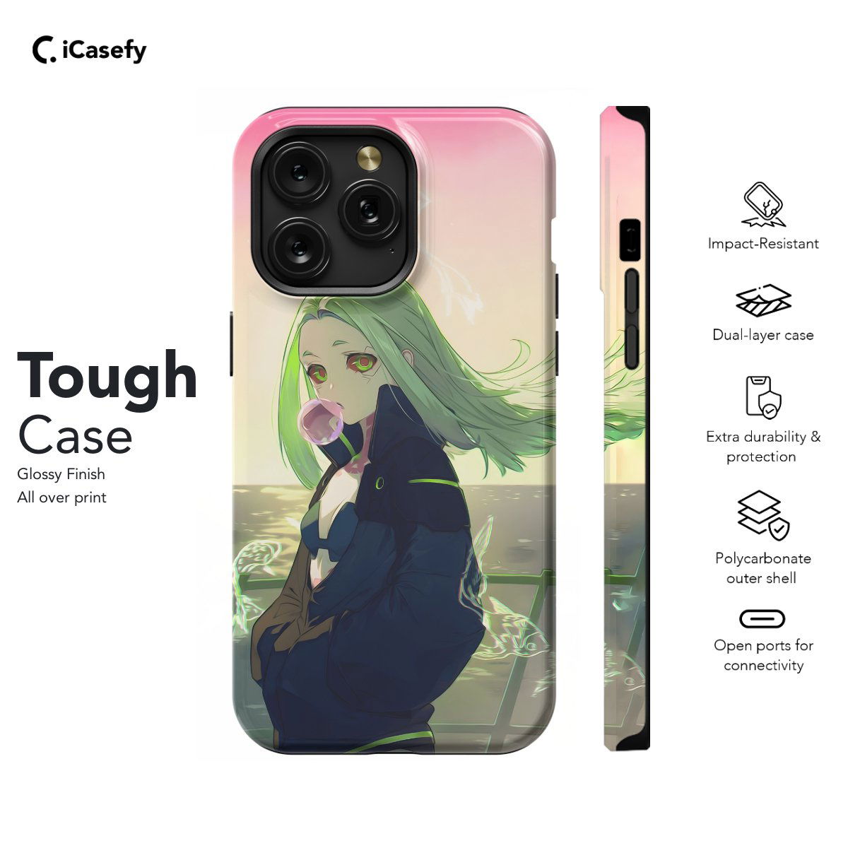 Cyberpunk Anime Rebecca Japanese Manga Phone Case iPhone Samsung Pixel & More #294 - Image 5