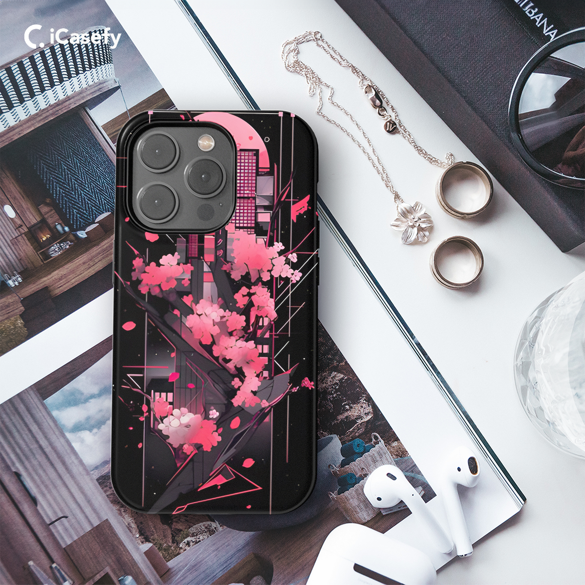 Cyberpunk Cherry Blossom Phone Case iPhone Samsung Cover Pixel 1387 - Image 3