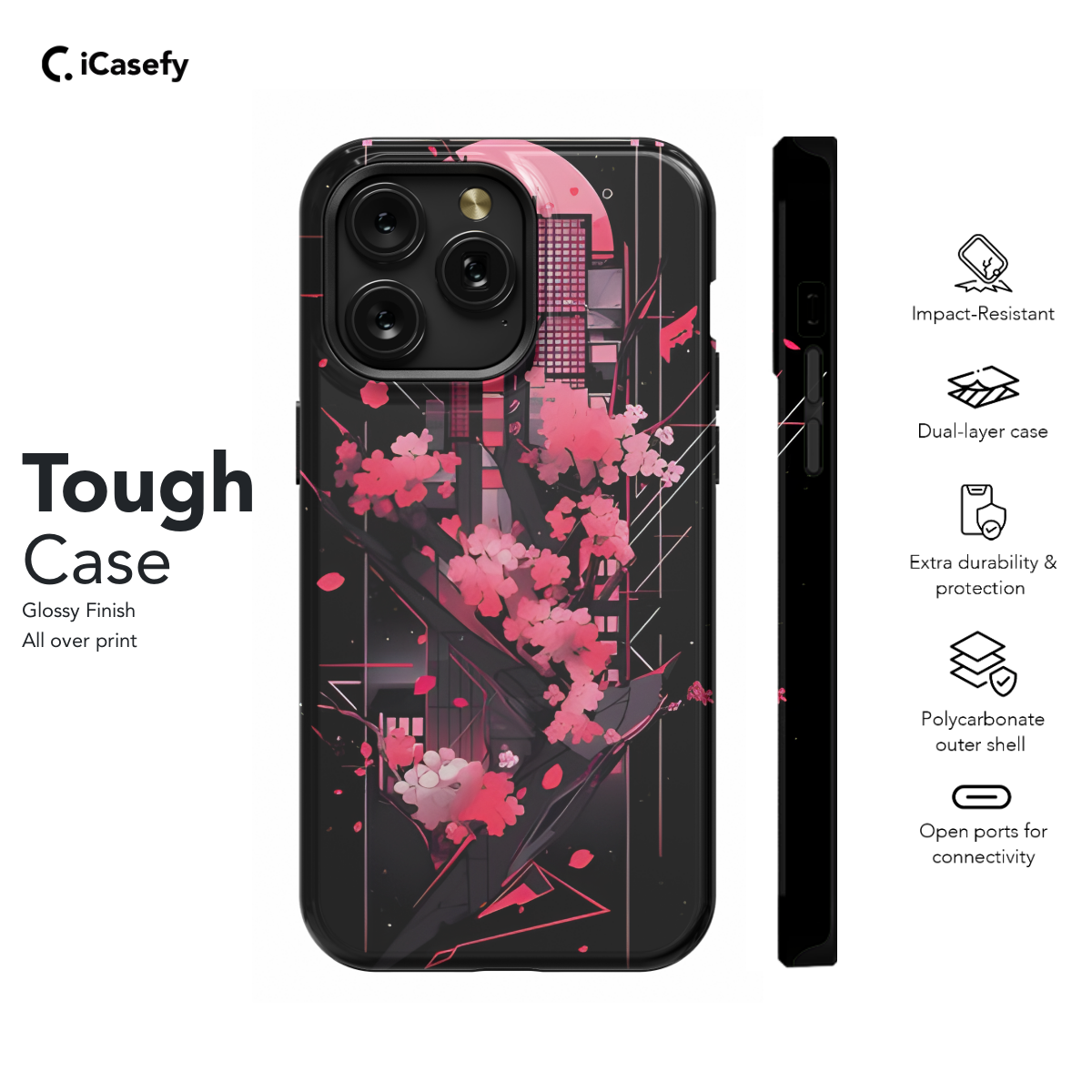 Cyberpunk Cherry Blossom Phone Case iPhone Samsung Cover Pixel 1387 - Image 5