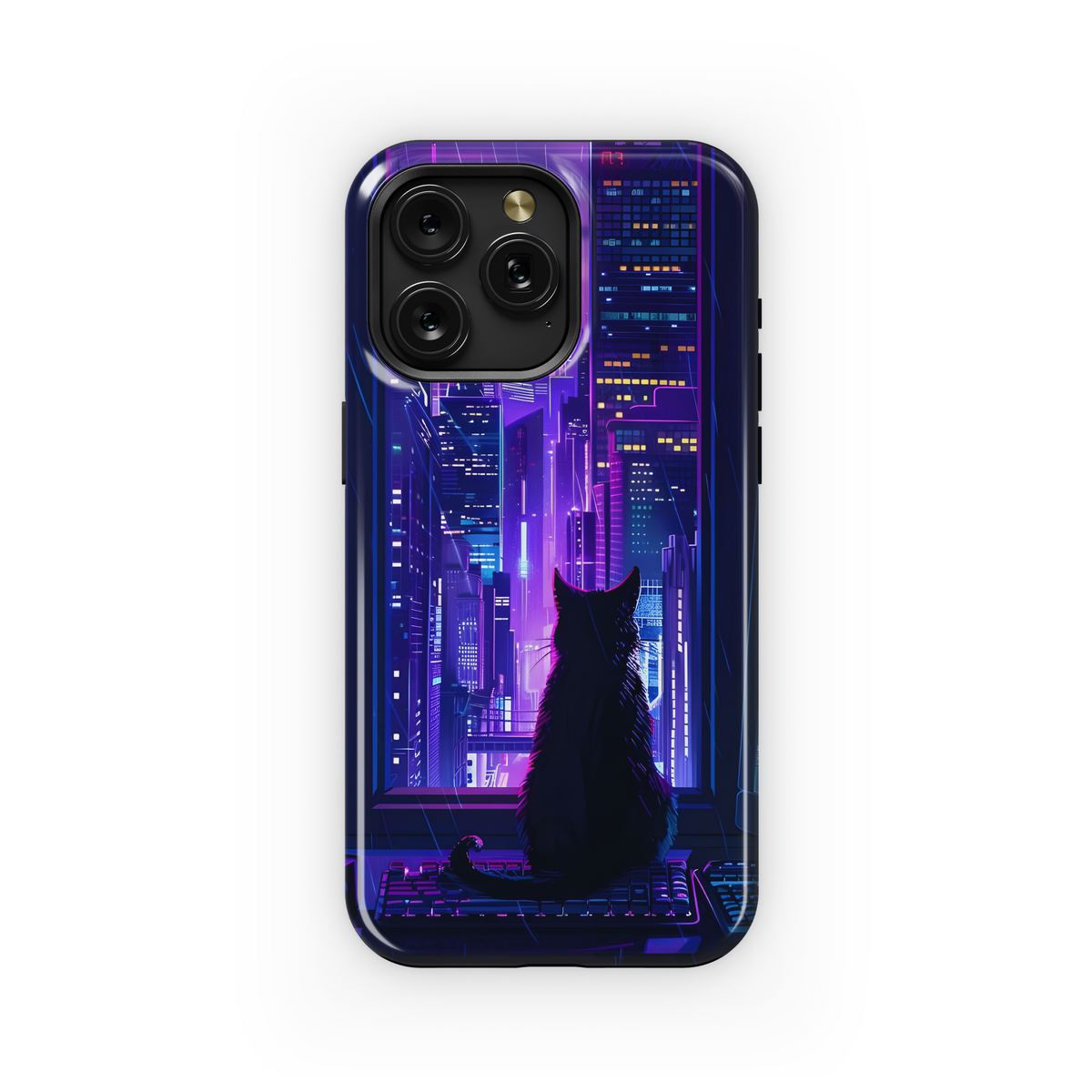 Cyberpunk City Cat
 Phone Case iPhone Samsung Cover Pixel 4227 - Image 1