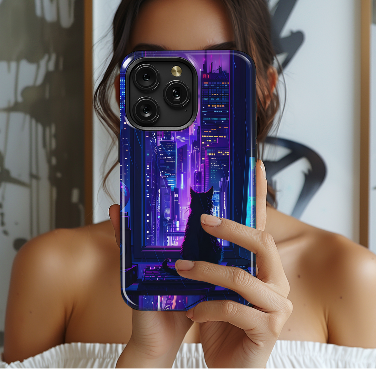 Cyberpunk City Cat
 Phone Case iPhone Samsung Cover Pixel 4227 - Image 2