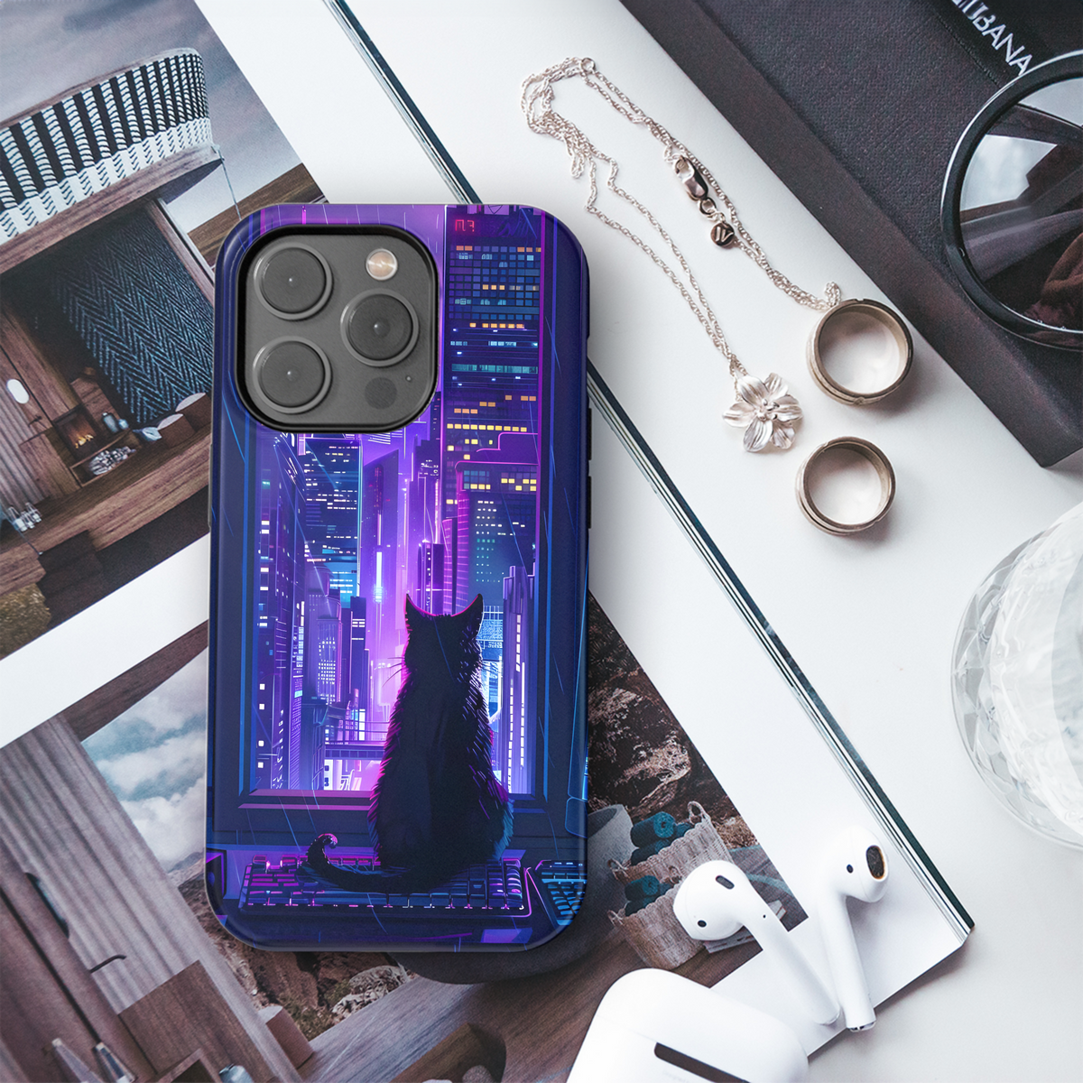 Cyberpunk City Cat
 Phone Case iPhone Samsung Cover Pixel 4227 - Image 3