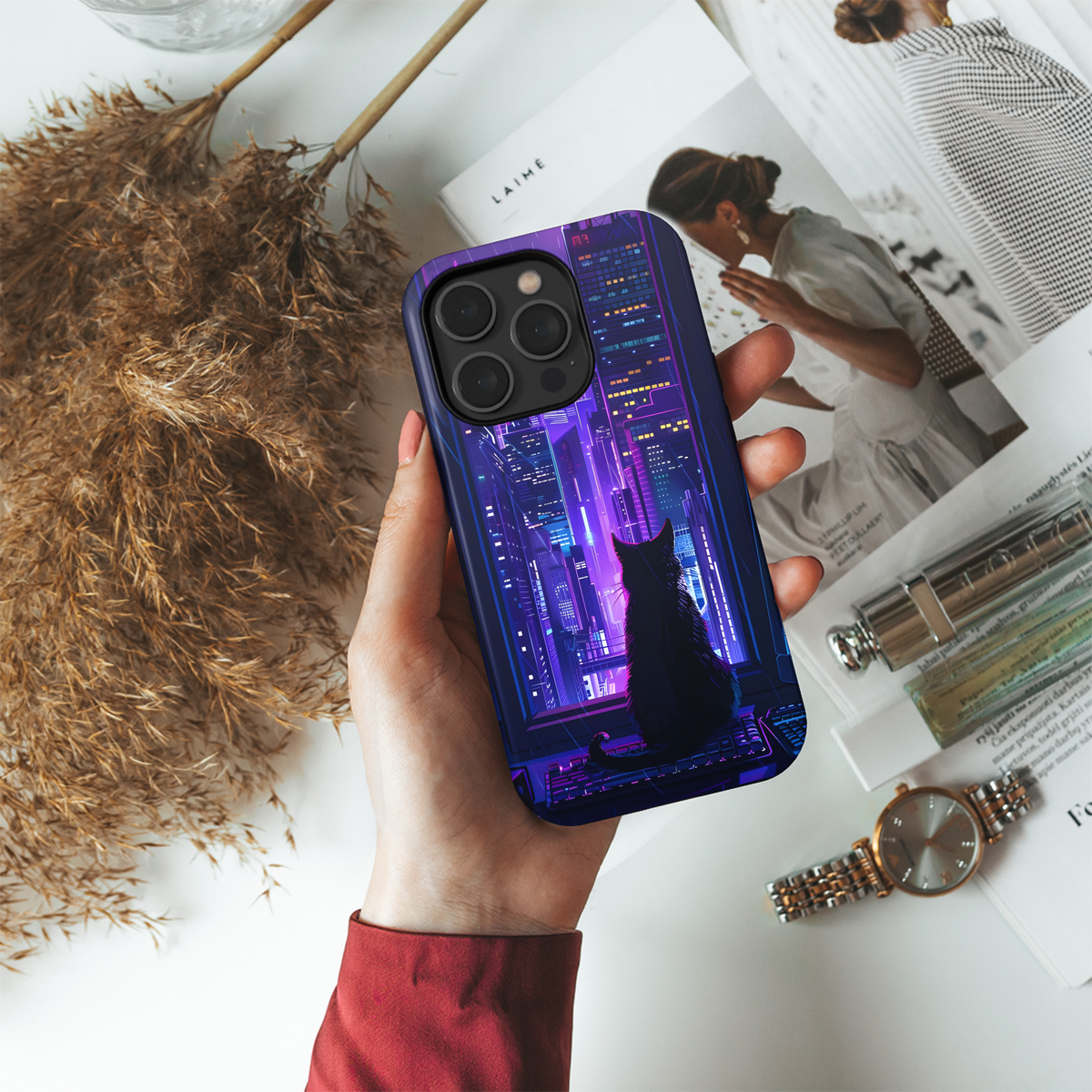 Cyberpunk City Cat
 Phone Case iPhone Samsung Cover Pixel 4227 - Image 4