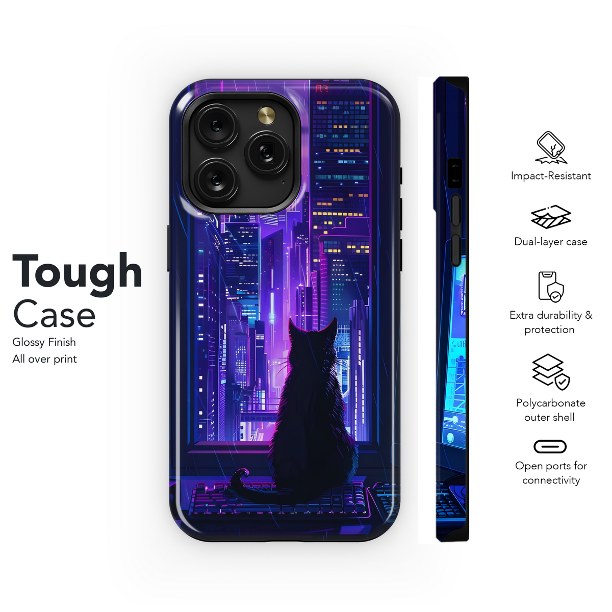 Cyberpunk City Cat
 Phone Case iPhone Samsung Cover Pixel 4227 - Image 6