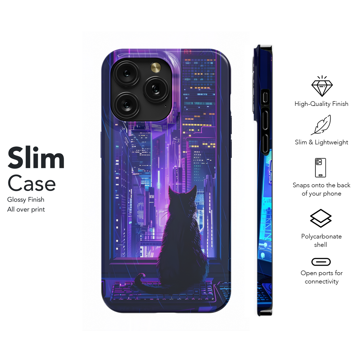 Cyberpunk City Cat
 Phone Case iPhone Samsung Cover Pixel 4227 - Image 7