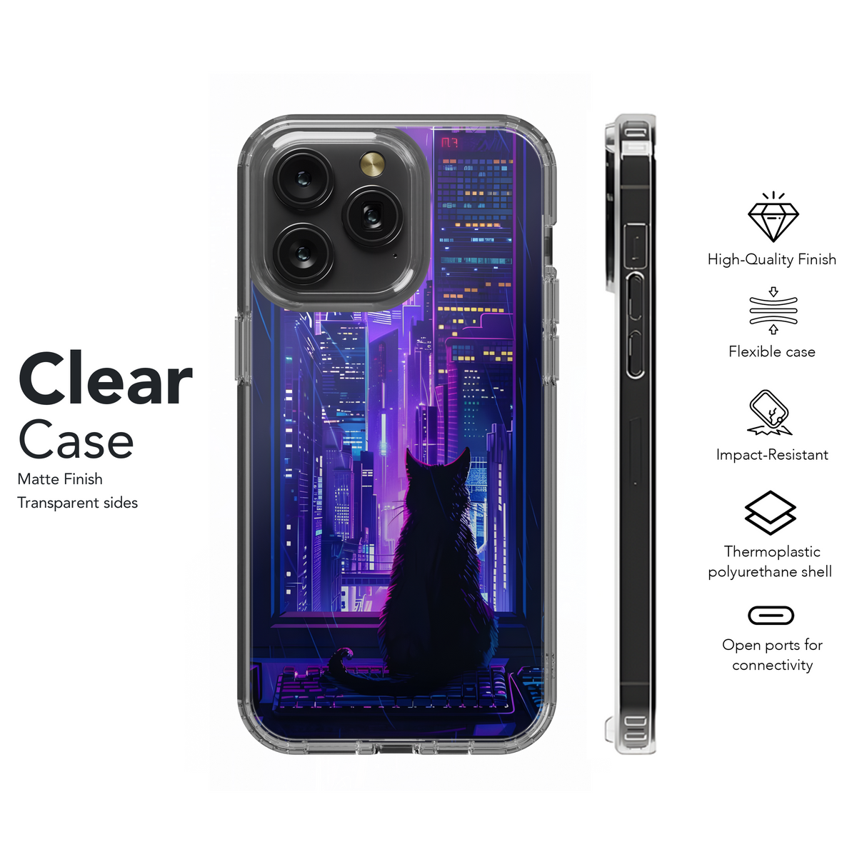 Cyberpunk City Cat
 Phone Case iPhone Samsung Cover Pixel 4227 - Image 8