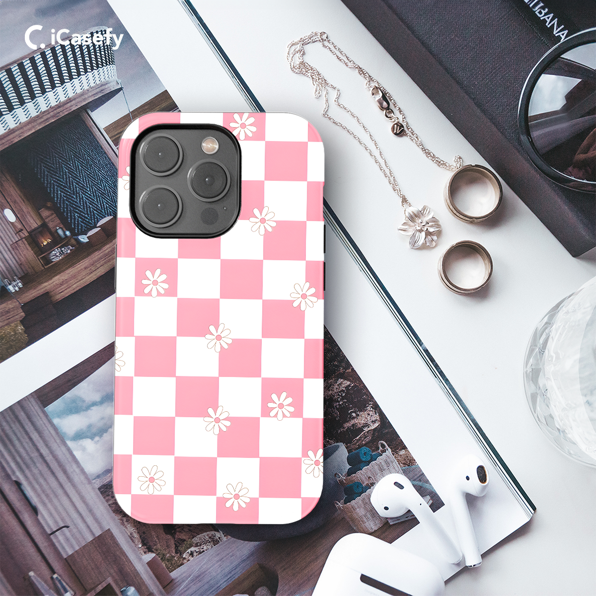 Daisy Aesthetic Grid Checkered Phone Case iPhone Samsung Pixel & More 566 - Image 3