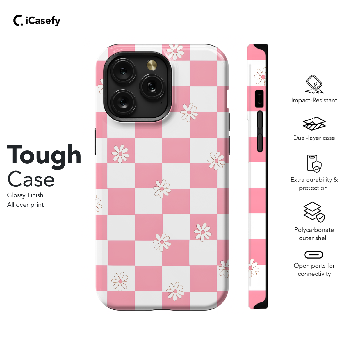 Daisy Aesthetic Grid Checkered Phone Case iPhone Samsung Pixel & More 566 - Image 5