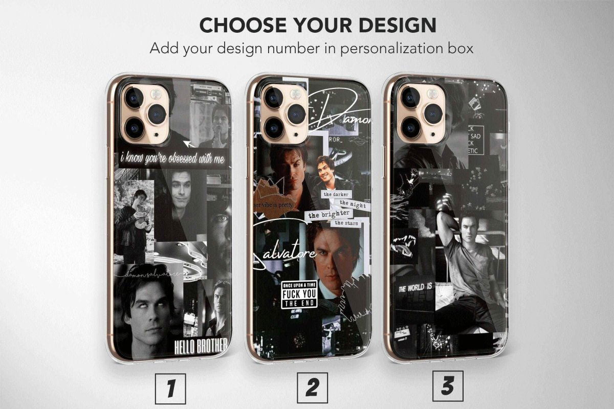 Damon Salvatore from The Vampire Diaries Collage Aesthetic Phone Case - Image 1