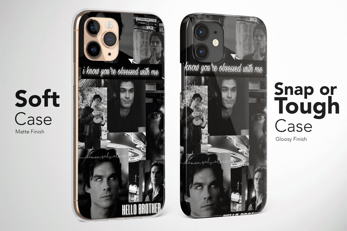 Damon Salvatore from The Vampire Diaries Collage Aesthetic Phone Case Soft Cover - Image 2