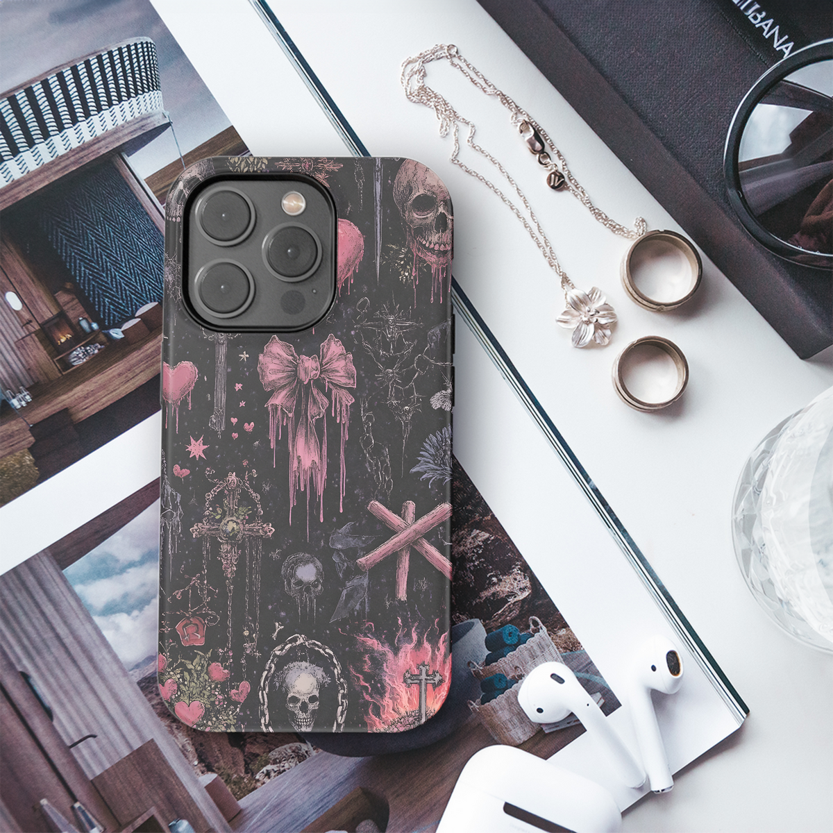 Dark Academia Gothic Hearts Phone Case iPhone Samsung Cover Pixel 4090 - Image 3