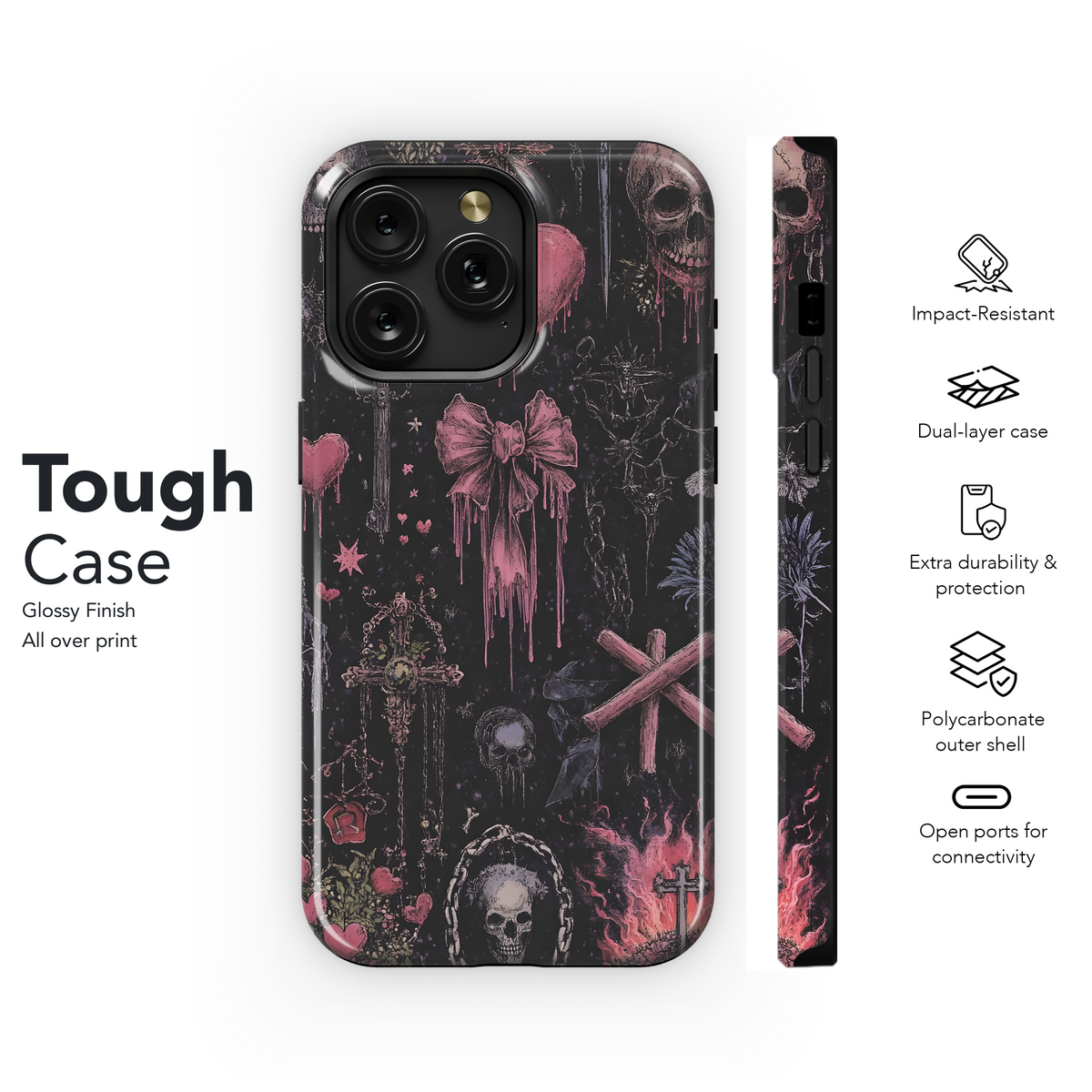 Dark Academia Gothic Hearts Phone Case iPhone Samsung Cover Pixel 4090 - Image 6