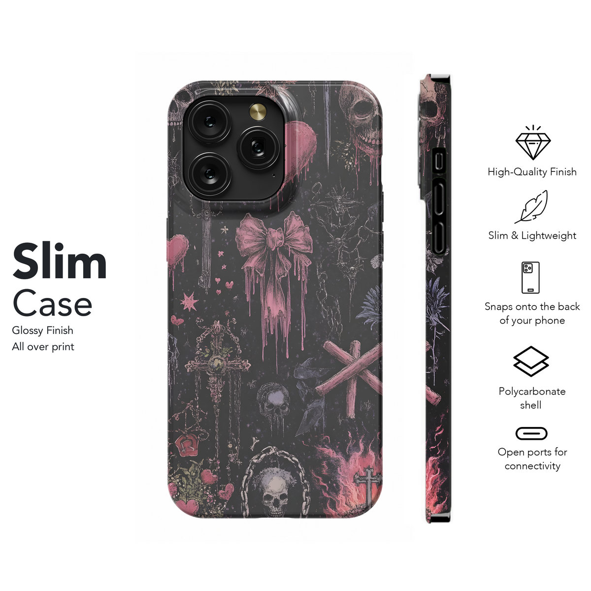 Dark Academia Gothic Hearts Phone Case iPhone Samsung Cover Pixel 4090 - Image 7