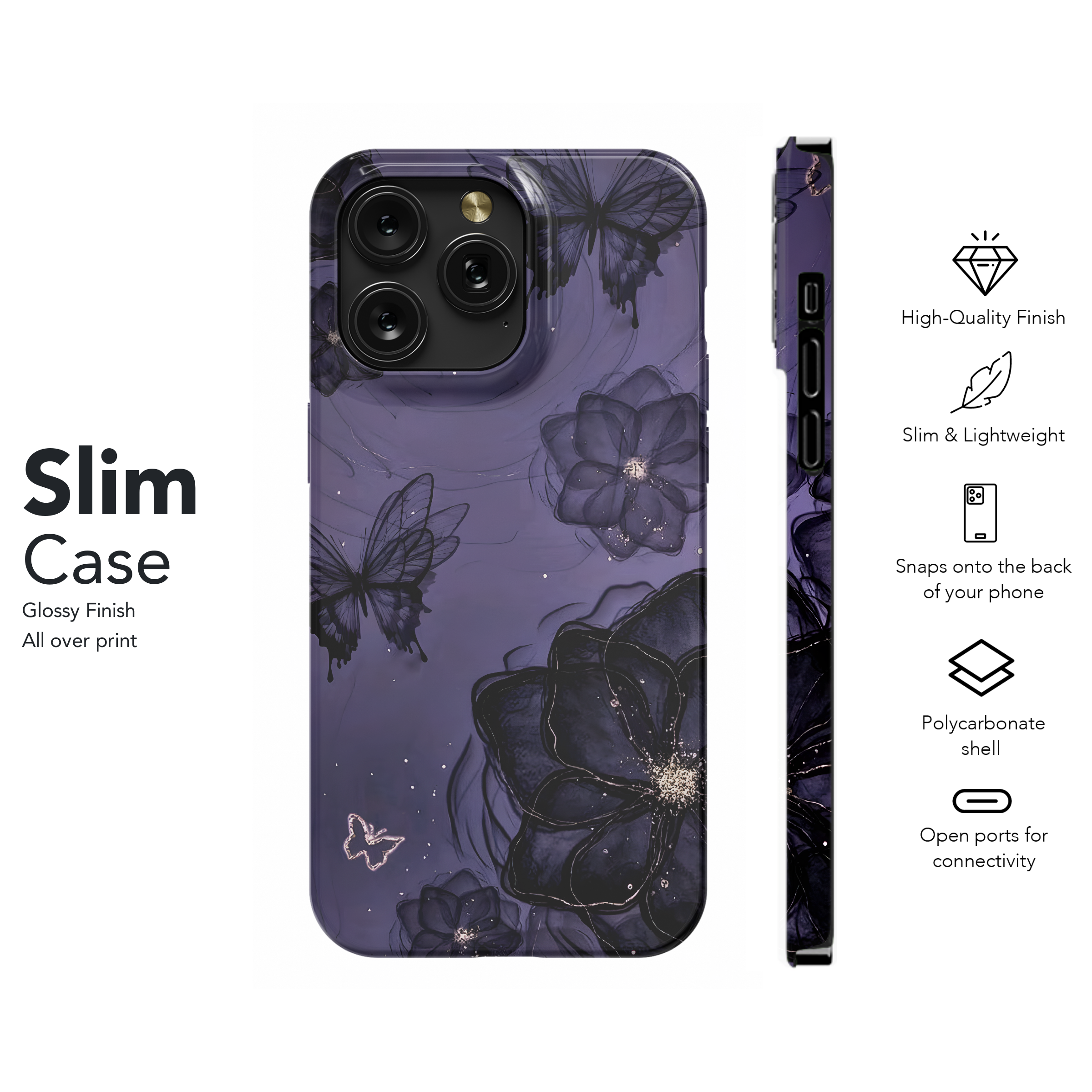 Dark Floral Butterflies
 Phone Case iPhone Samsung Cover Pixel 4443 - Image 7