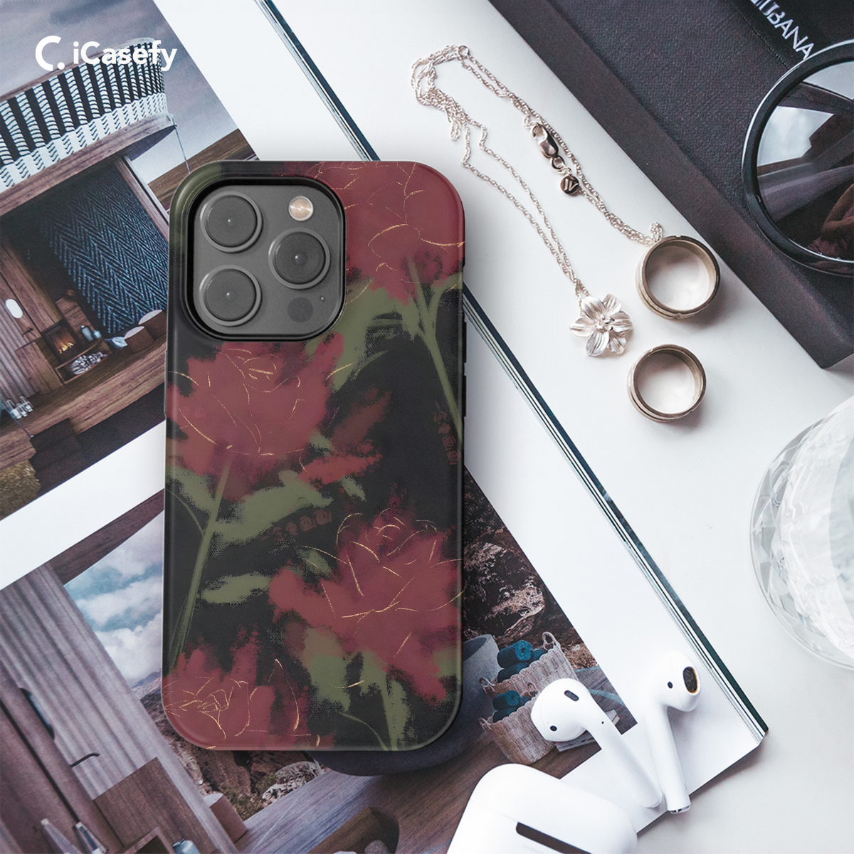 Dark Gothic Red Flowers Phone Case iPhone Samsung Cover Pixel 1952 - Image 3