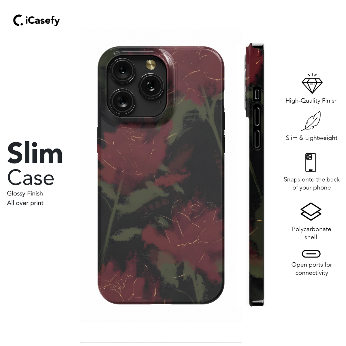 Dark Gothic Red Flowers Phone Case iPhone Samsung Cover Pixel 1952 - Image 7