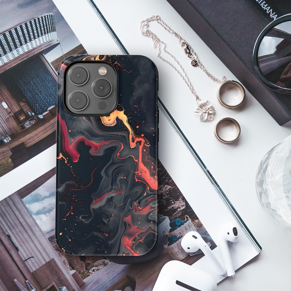 Dark Marble Swirl
 Phone Case iPhone Samsung Cover Pixel 4295 - Image 3