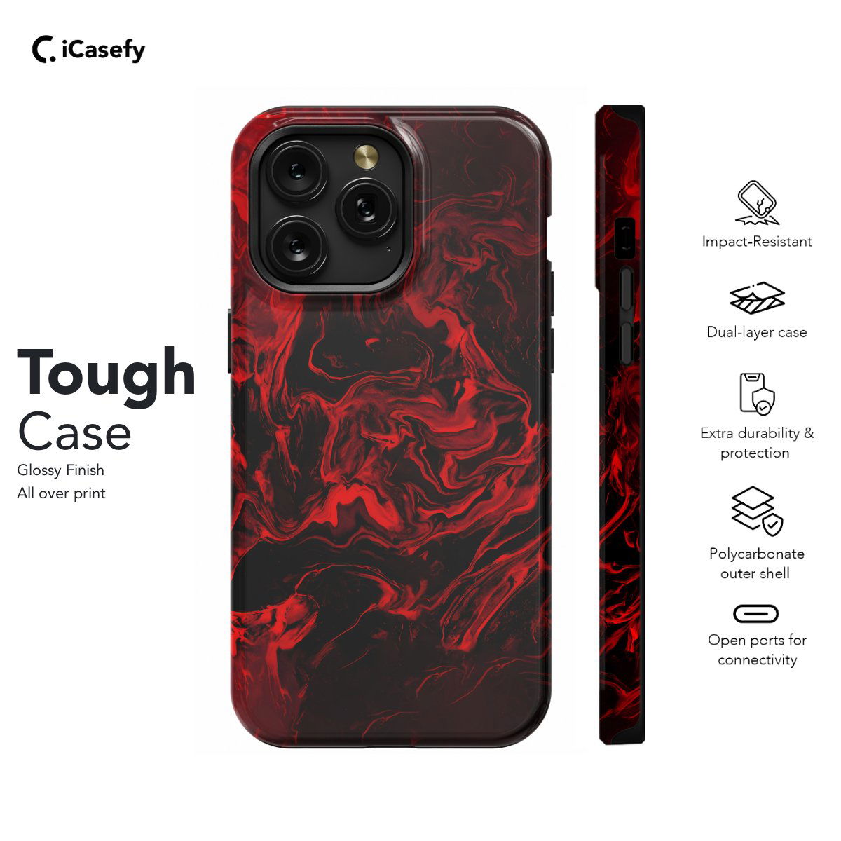 Dark Red Marble Phone Case iPhone Samsung Pixel & More - Image 5