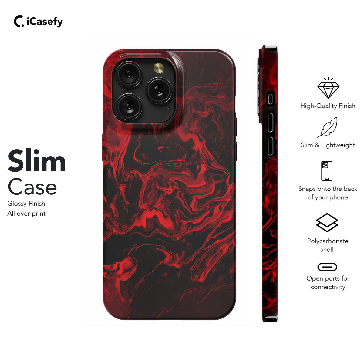 Dark Red Marble Phone Case iPhone Samsung Pixel & More - Image 6