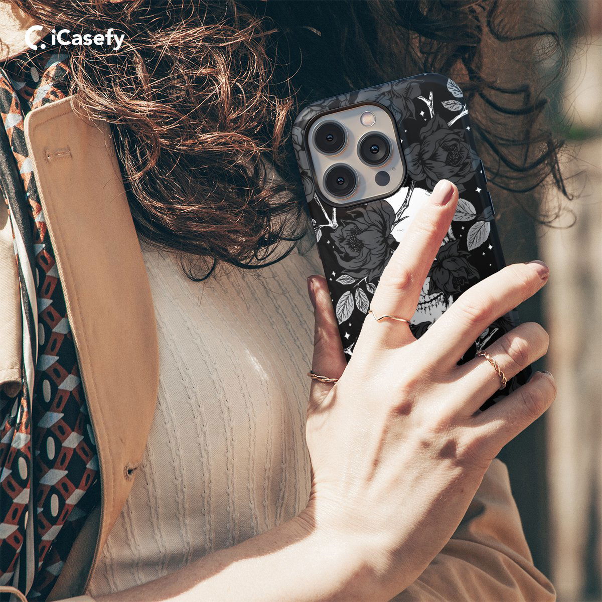 Dark Witchy Skeleton Skull Flower Phone Case iPhone Samsung Pixel & More - Image 4