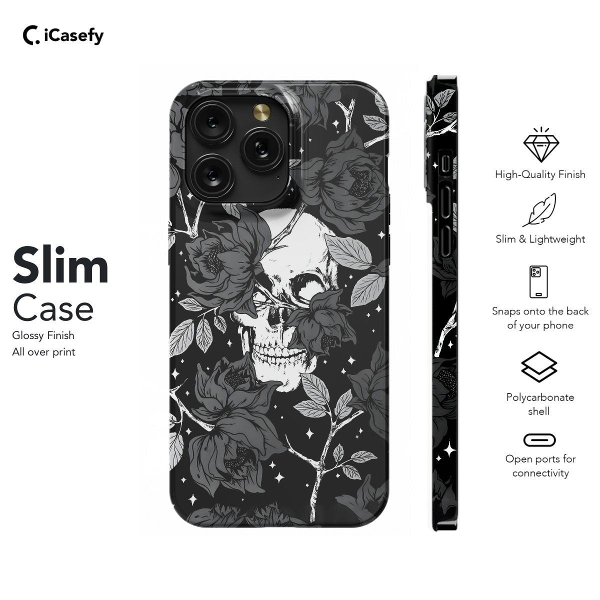 Dark Witchy Skeleton Skull Flower Phone Case iPhone Samsung Pixel & More - Image 6