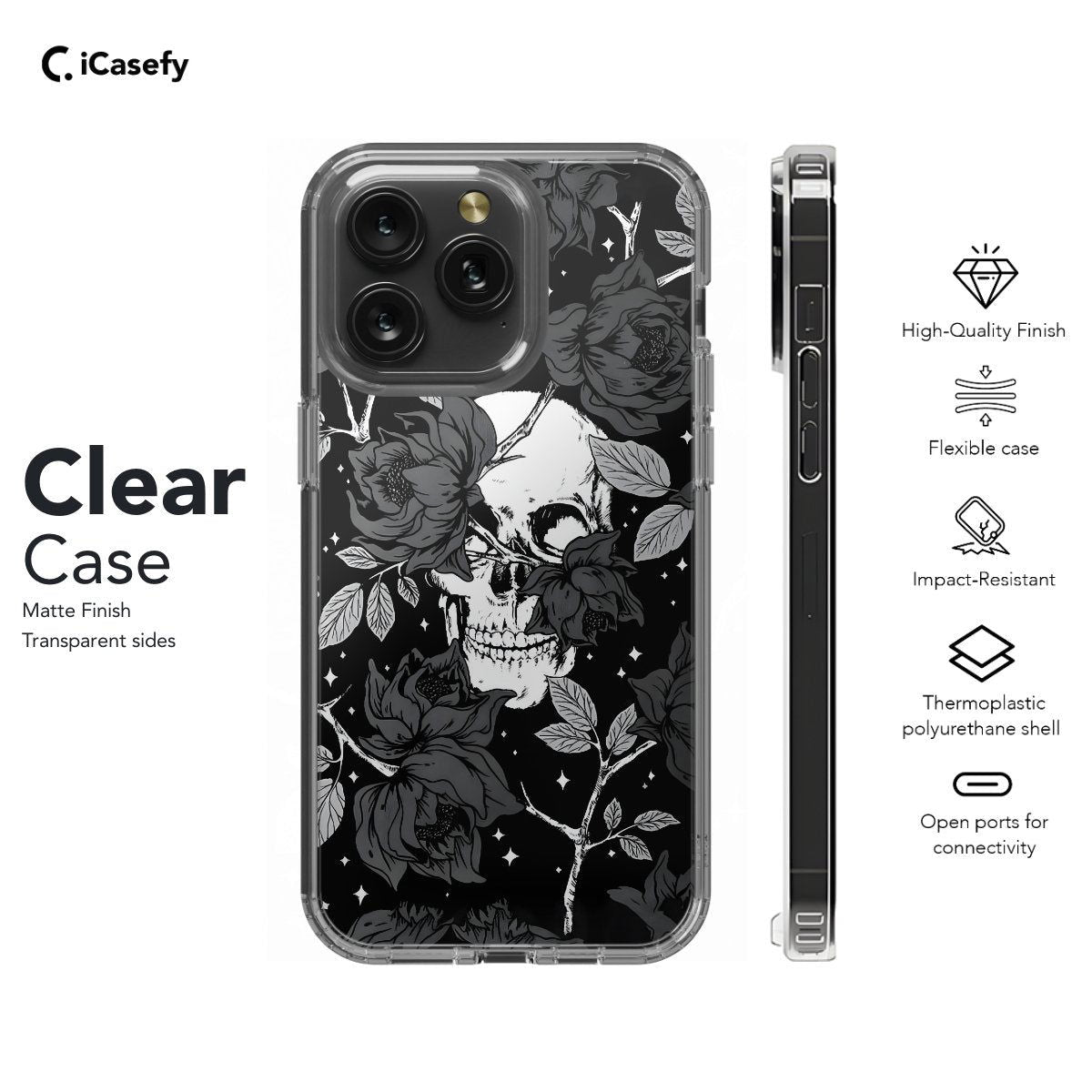 Dark Witchy Skeleton Skull Flower Phone Case iPhone Samsung Pixel & More - Image 7