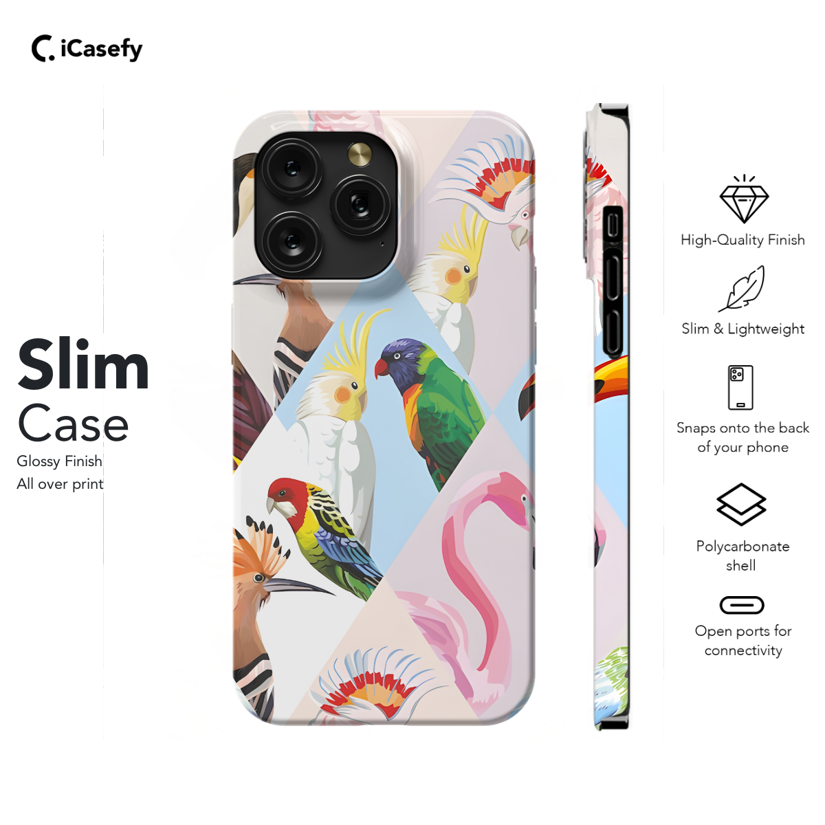 Diamond Collage Bird Square Parrot Phone Case iPhone Samsung Cover Pixel 1057 - Image 6