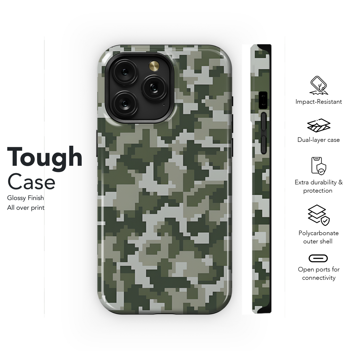 Digital Camouflage Pattern Phone Case iPhone Samsung Cover Pixel 2201 - Image 6