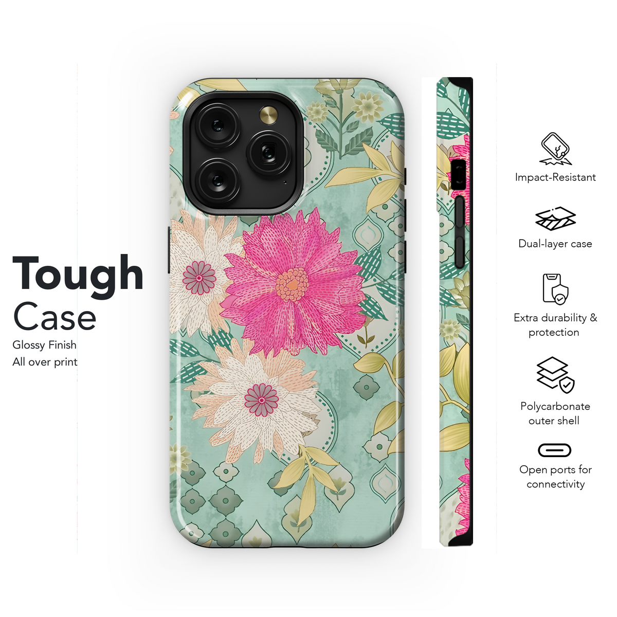 Digital Seamless Floral Phone Case iPhone Samsung Cover Pixel 2355 - Image 6