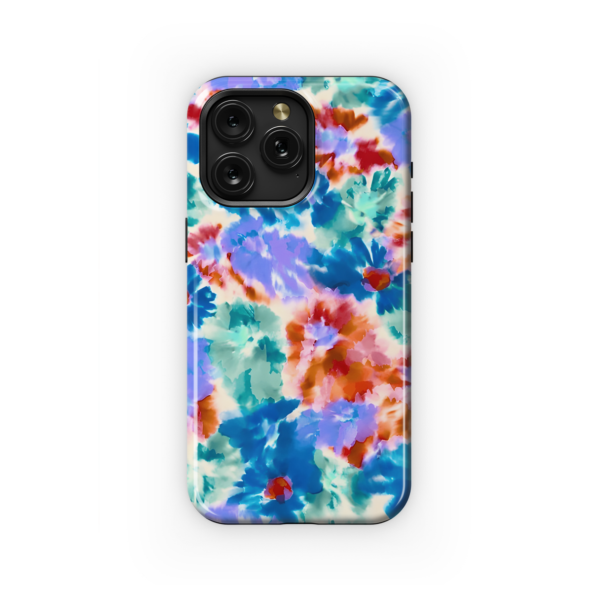 Digital Watercolor Hand Painted Tie Dye Batik Flowers Phone Case iPhone Samsung Cover Pixel 3820 - Image 1