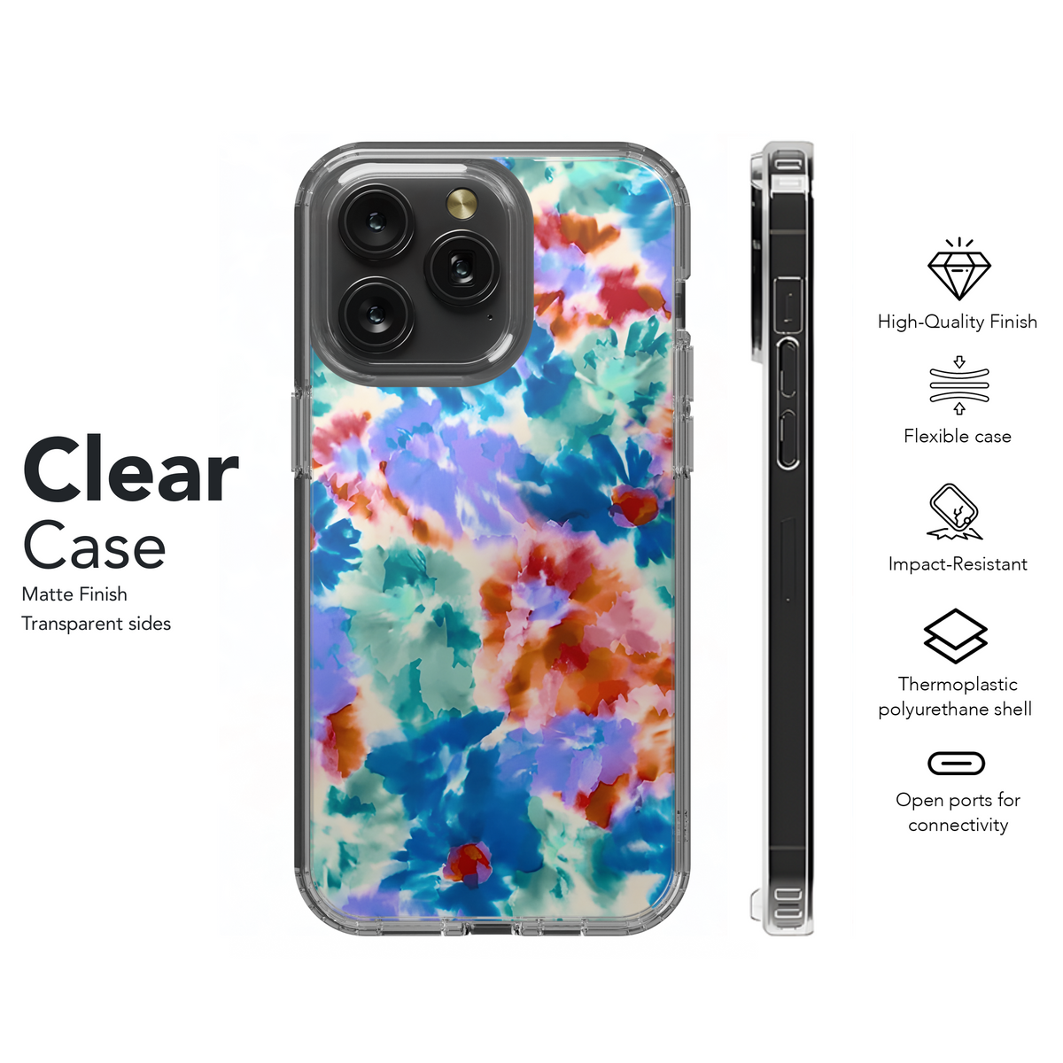 Digital Watercolor Hand Painted Tie Dye Batik Flowers Phone Case iPhone Samsung Cover Pixel 3820 - Image 8