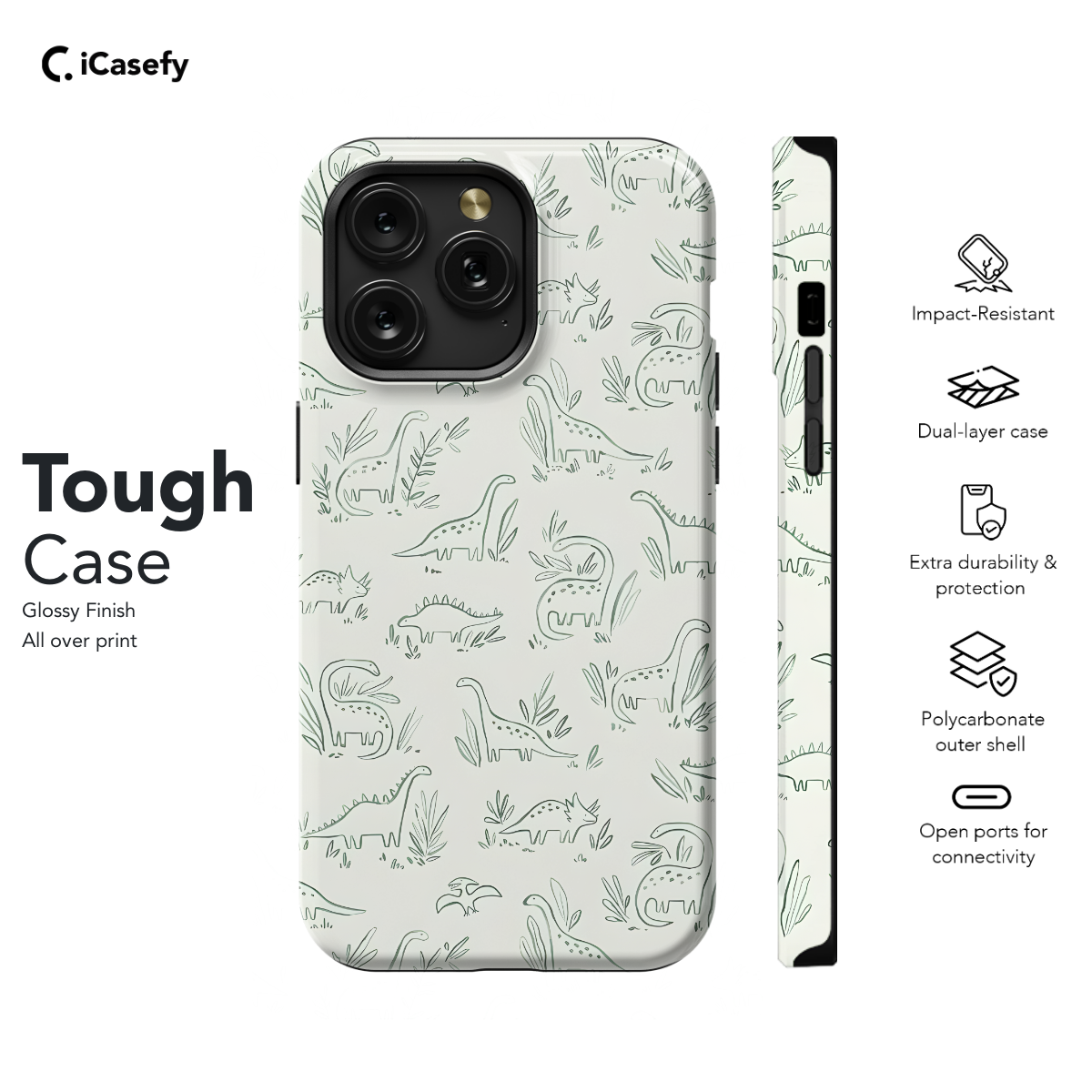 Dinosaur pattern Phone Case iPhone Samsung Pixel & More 511 - Image 5