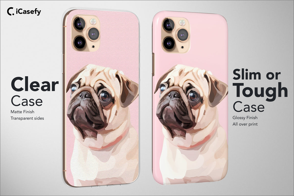 Dog Lover Pug Phone Case Aesthetic Animal Cover  8a - Image 5