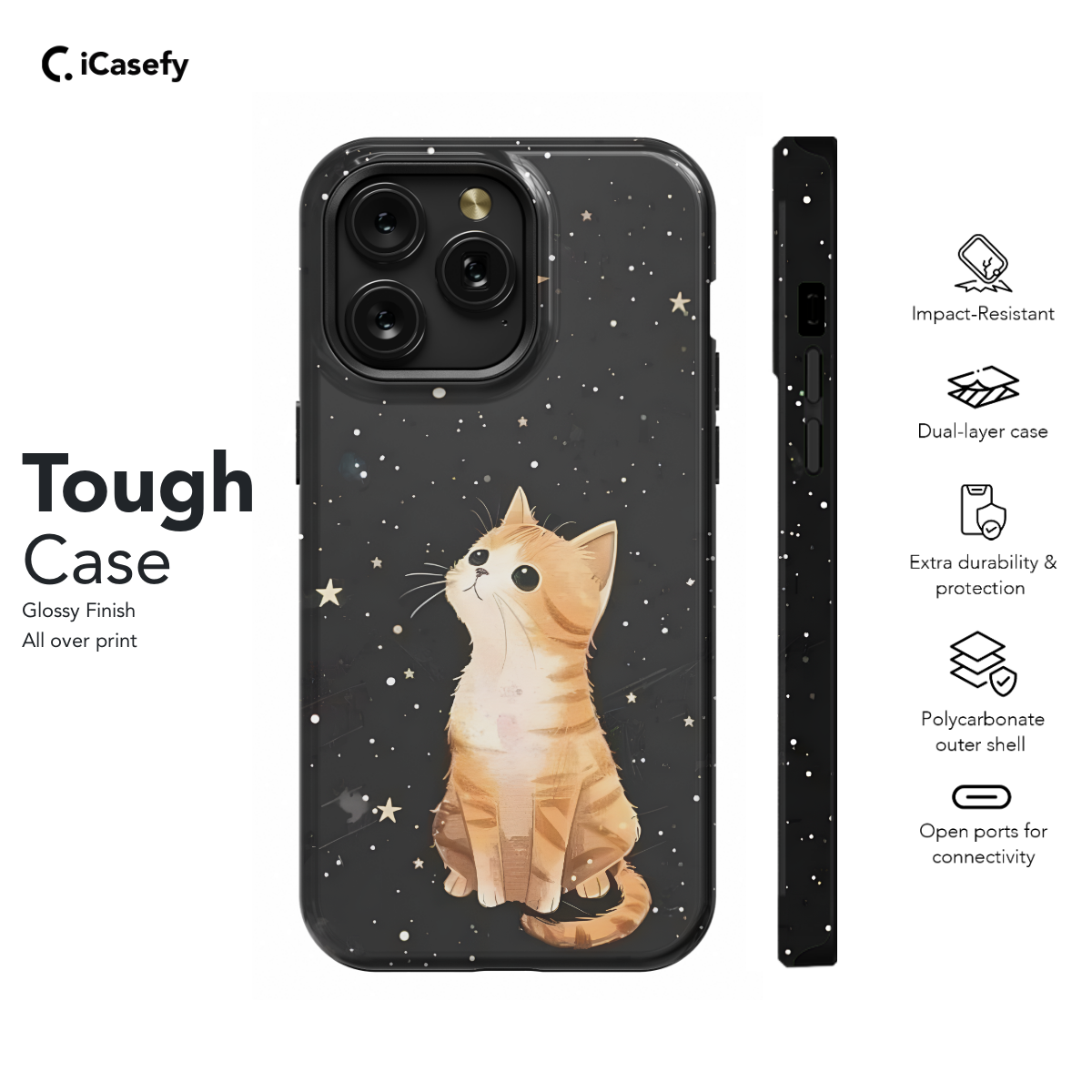 Dreamy Celestial Stars Red Cat Kitty Phone Case iPhone Samsung Pixel & More 328 - Image 5