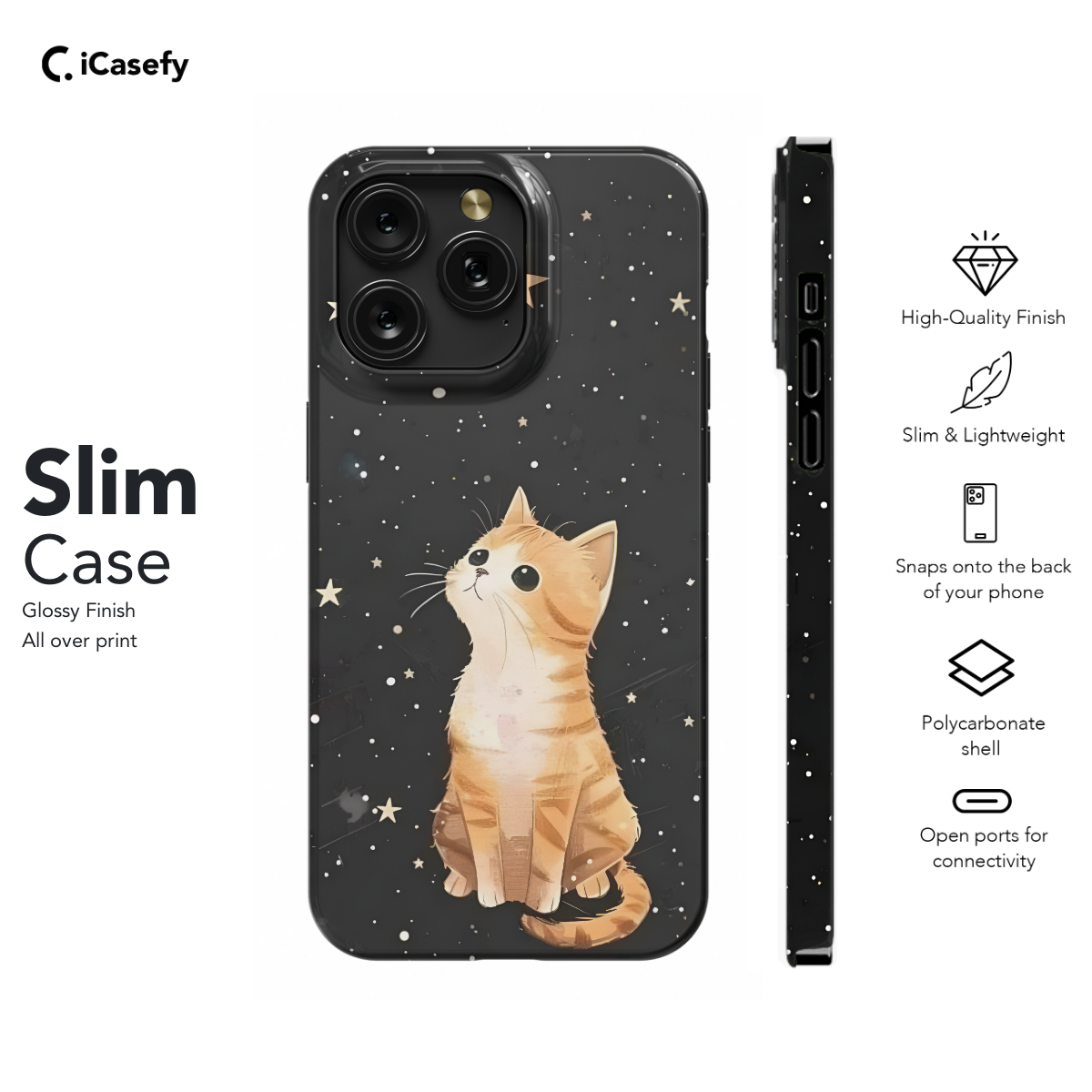 Dreamy Celestial Stars Red Cat Kitty Phone Case iPhone Samsung Pixel & More 328 - Image 6