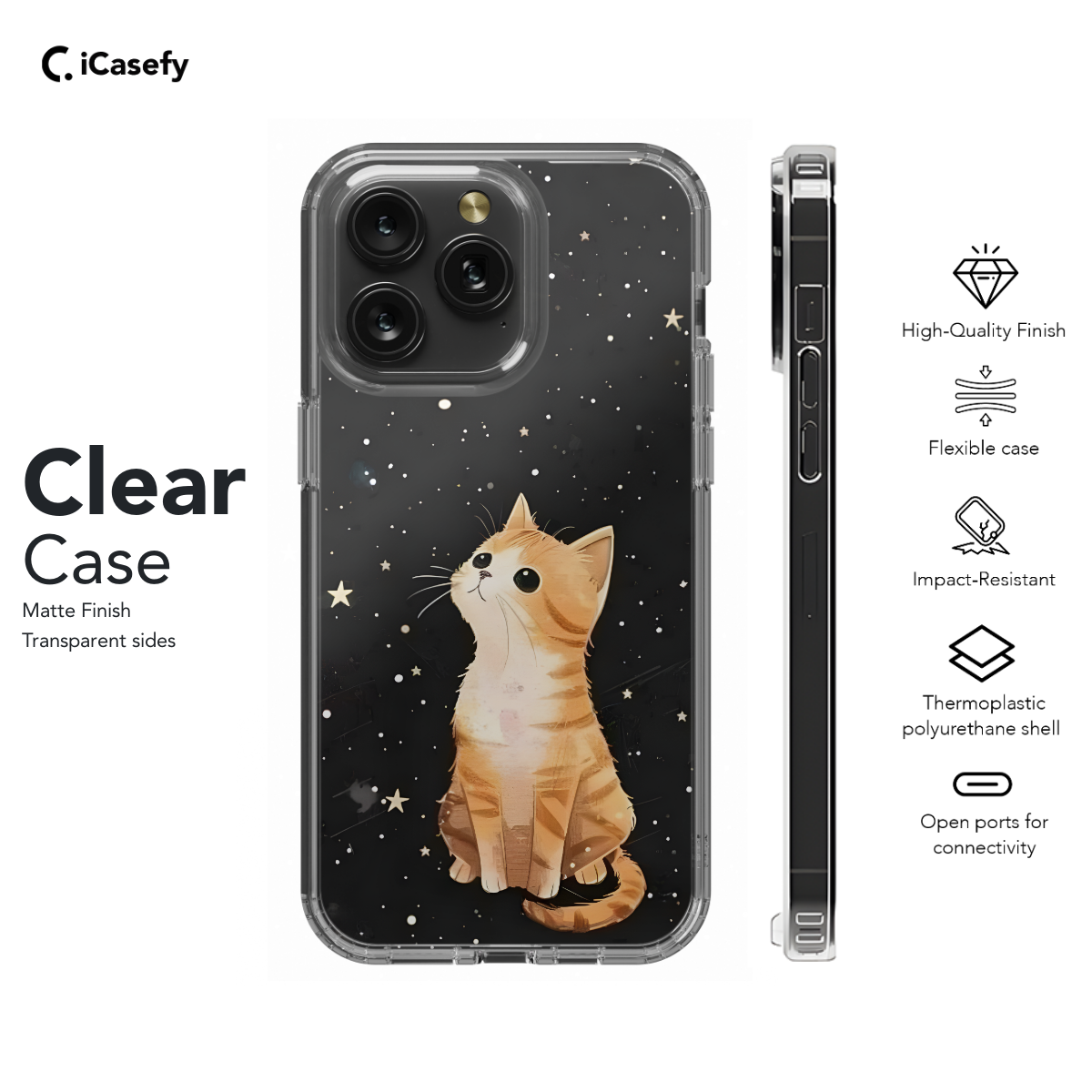 Dreamy Celestial Stars Red Cat Kitty Phone Case iPhone Samsung Pixel & More 328 - Image 7