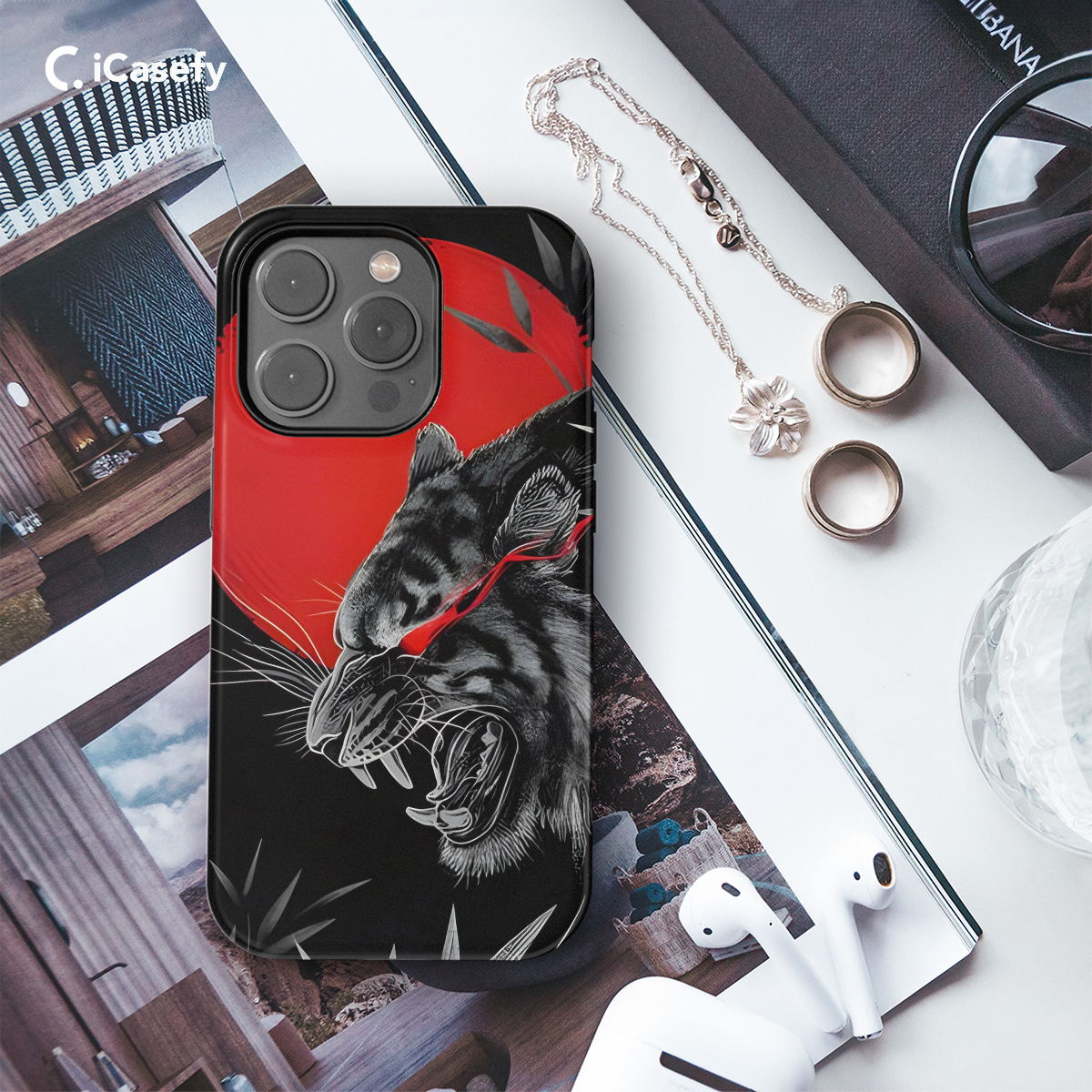 Eastern Chinese Dark Tiger Phone Case iPhone Samsung Cover Pixel 1627 - Image 3