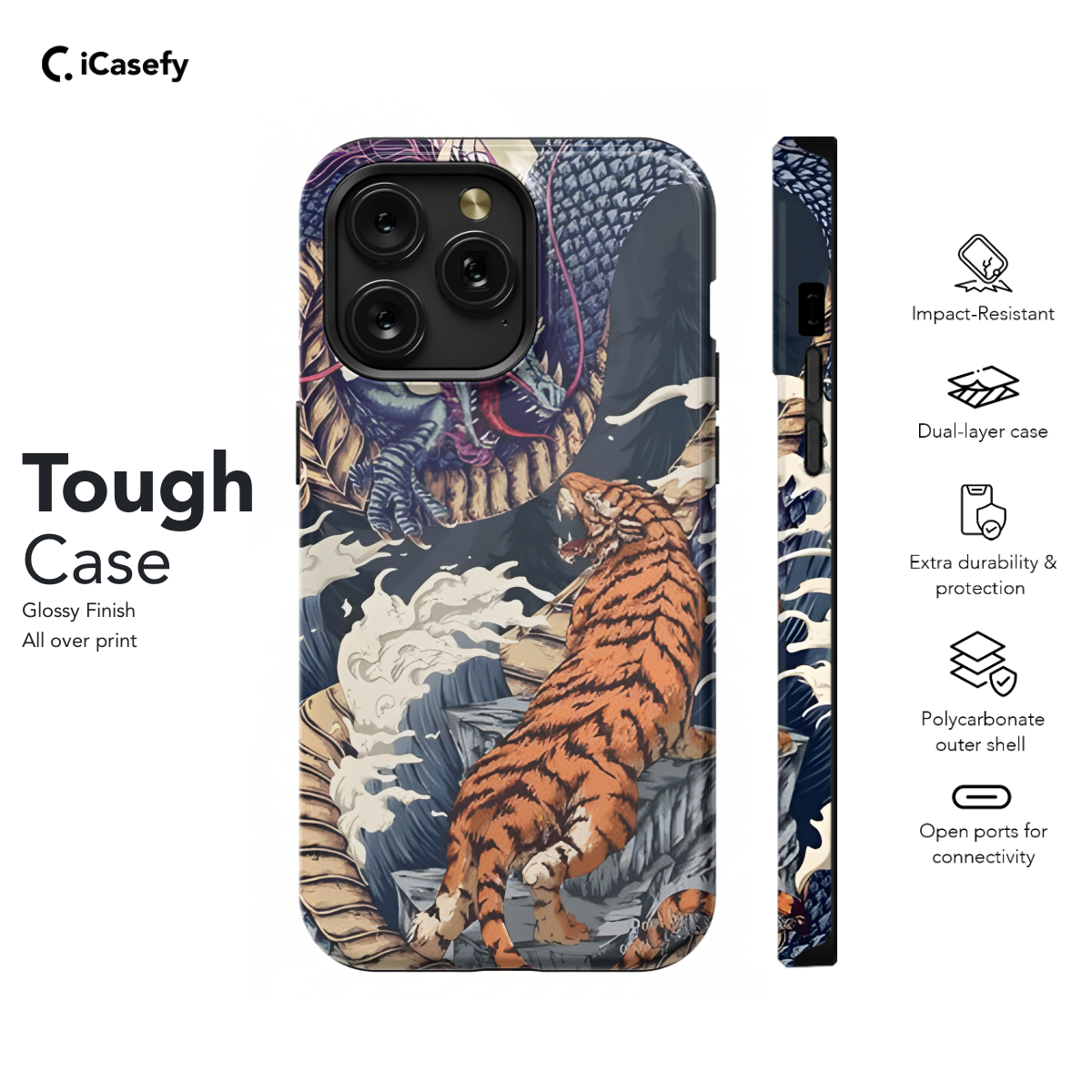 Eastern Chinese Tiger Dragon Phone Case iPhone Samsung Cover Pixel 1625 - Image 5