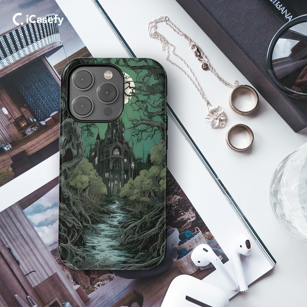 Eldritch Gothic Castle Horror Night Forest Phone Case iPhone Samsung Cover Pixel 1806 - Image 3