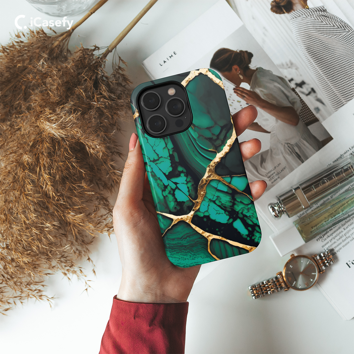 Emerald Green Marble Phone Case iPhone Samsung Cover Pixel 1396 - Image 2