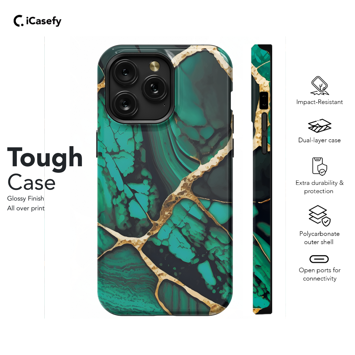 Emerald Green Marble Phone Case iPhone Samsung Cover Pixel 1396 - Image 5